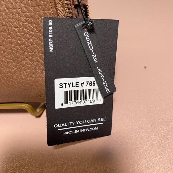 KIKO Crossbody Wallet Bag Brown Pebbled Genuine Leather Style 766 OS - Picture 3 of 5